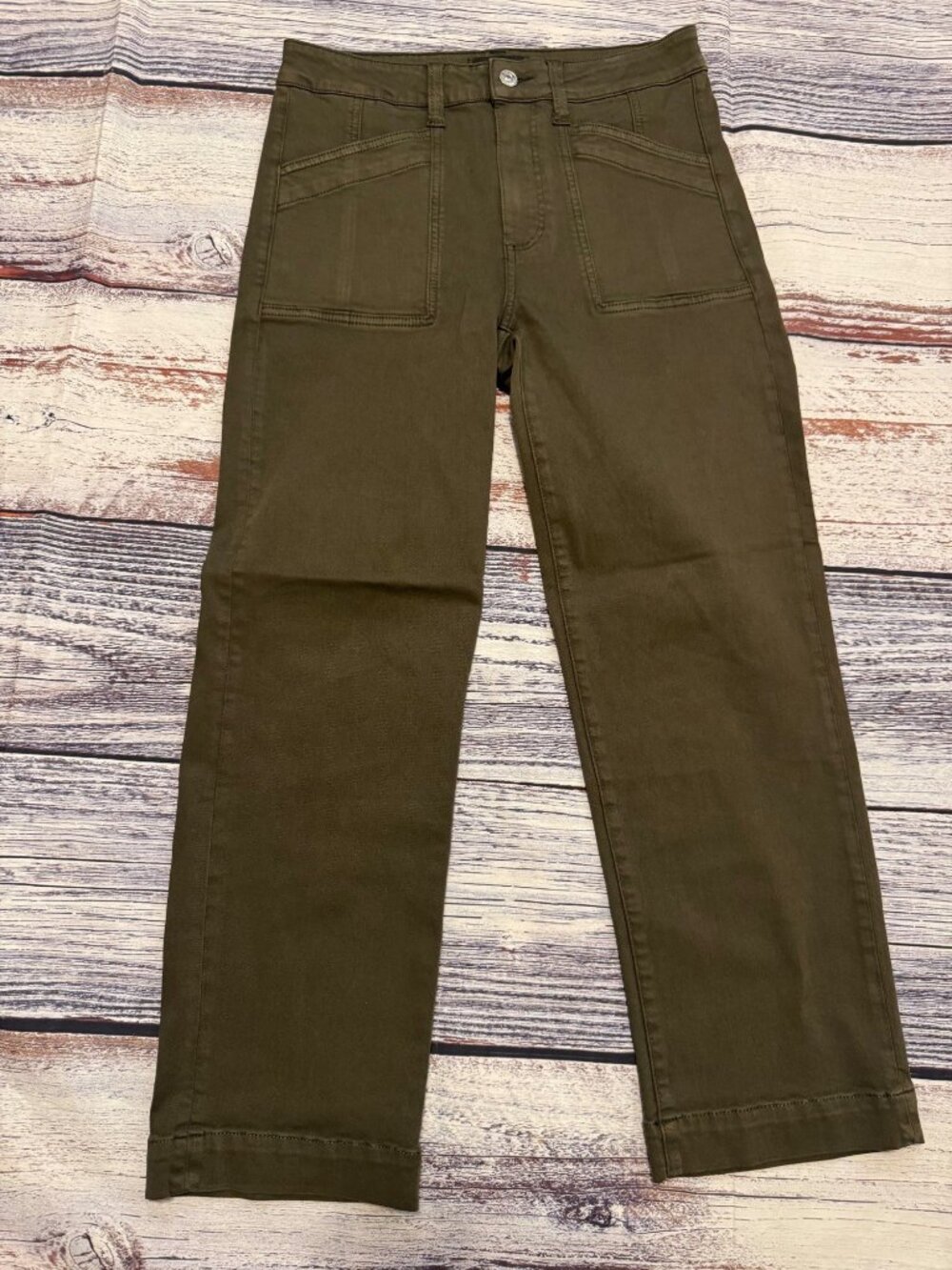 PAIGE Quincy Ankle Pants Women’s 27 Vintage Forest Moss Green Utility Stretch